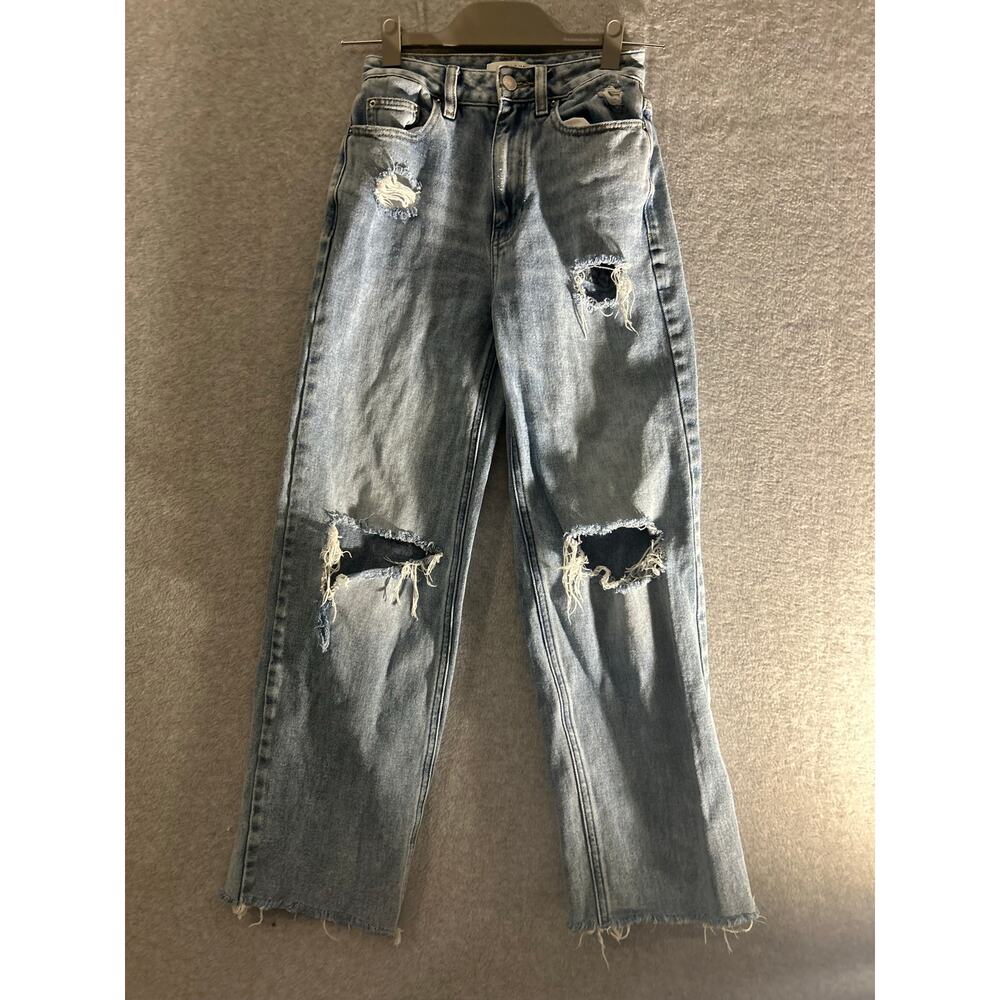 PacSun 90s Boyfriend Jeans Womens 23 Blue Distressed High Rise Straight Leg